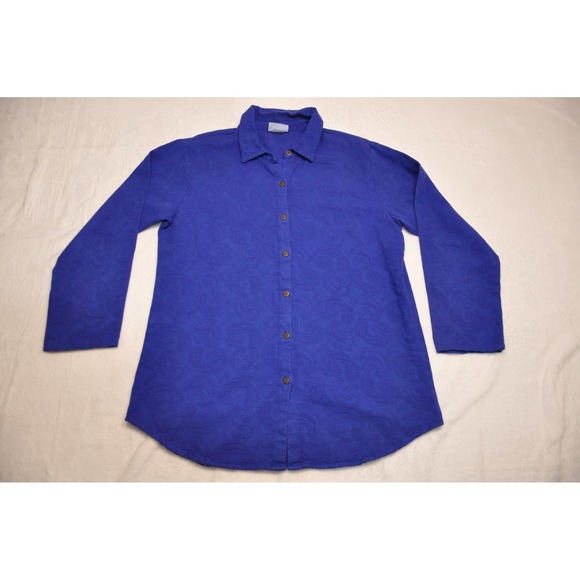 Other - Eucalyptus Shirt Mens Medium Blue Paisley Button Up Long Sleeve Guatemala Boho